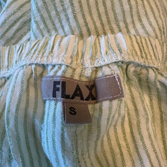 NWOT Flax Womens Striped Linen Wide-Leg Pants With Pockets Green White Small - Picture 8 of 11